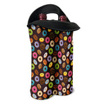 Colorful Donut Pattern Print Double Neoprene Wine Tote