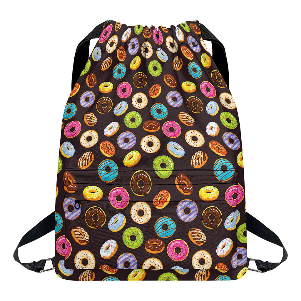 Colorful Donut Pattern Print Drawstring Backpack