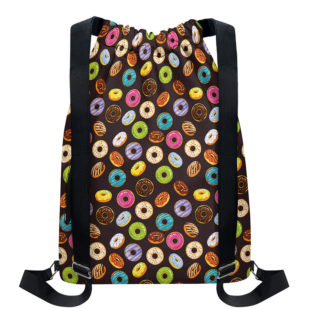 Colorful Donut Pattern Print Drawstring Backpack
