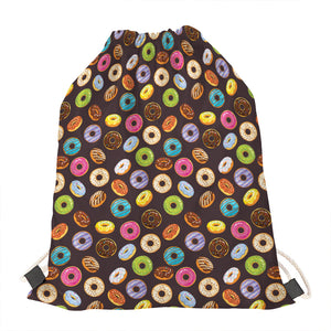 Colorful Donut Pattern Print Drawstring Bag