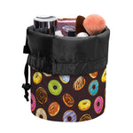 Colorful Donut Pattern Print Drawstring Makeup Bag