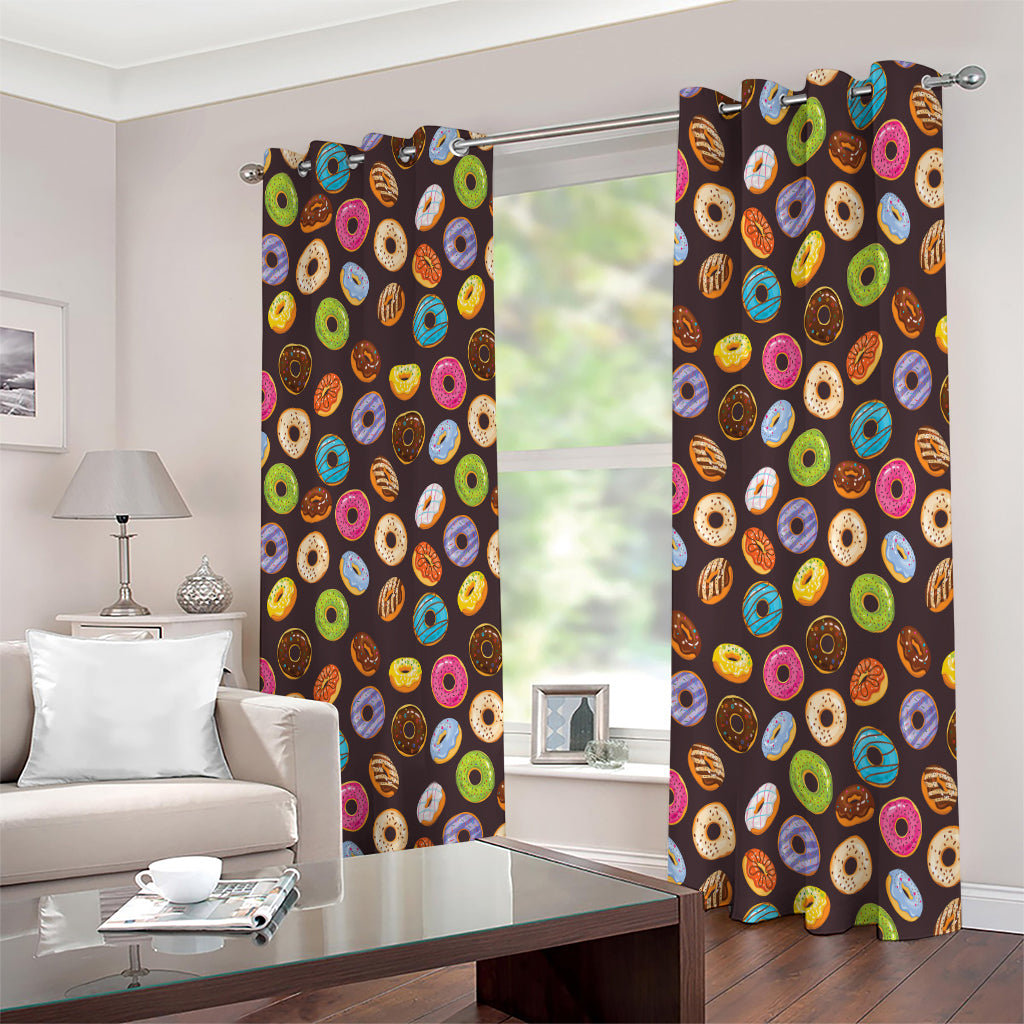 Colorful Donut Pattern Print Extra Wide Grommet Curtains