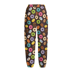 Colorful Donut Pattern Print Fleece Lined Knit Pants