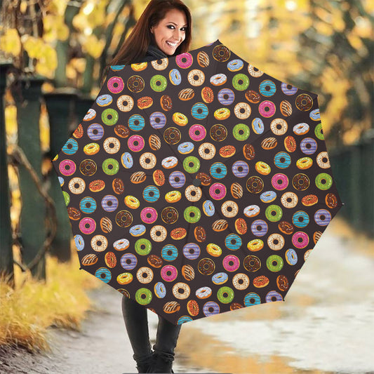 Colorful Donut Pattern Print Foldable Umbrella