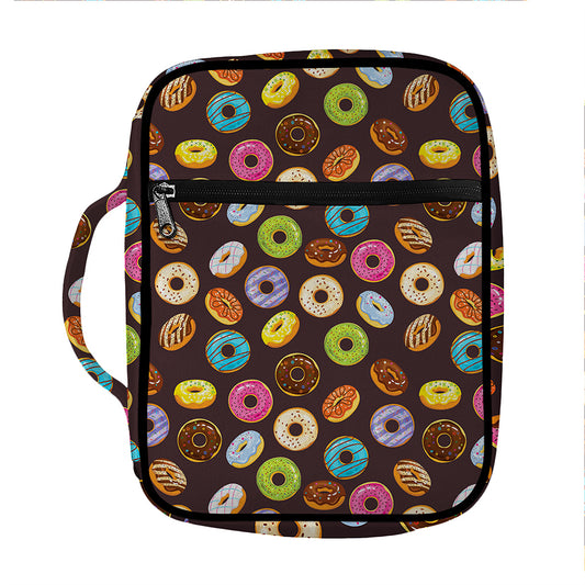 Colorful Donut Pattern Print Front Pocket Bible Bag