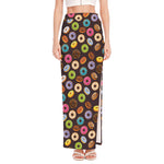 Colorful Donut Pattern Print High Slit Maxi Skirt