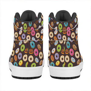 Colorful Donut Pattern Print High Top Leather Sneakers