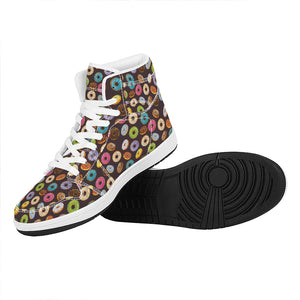 Colorful Donut Pattern Print High Top Leather Sneakers