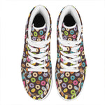 Colorful Donut Pattern Print High Top Leather Sneakers