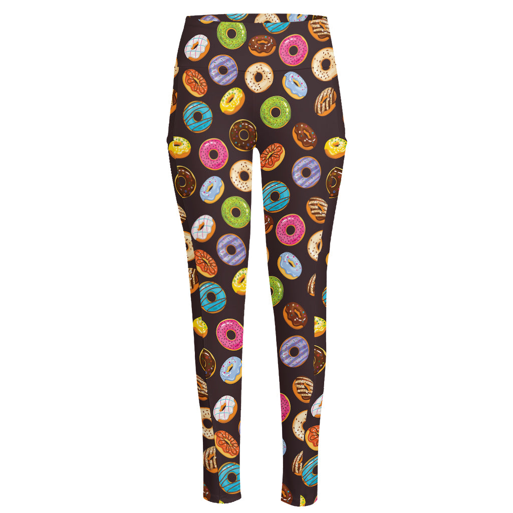 Colorful Donut Pattern Print High-Waisted Pocket Leggings