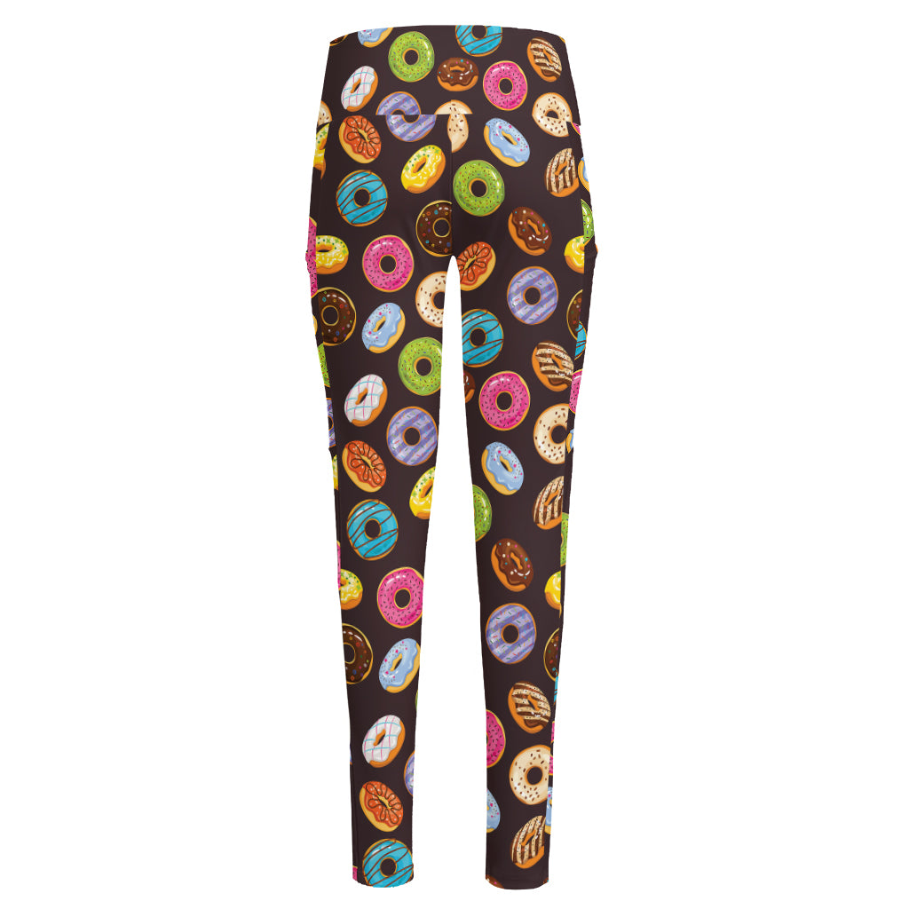 Colorful Donut Pattern Print High-Waisted Pocket Leggings