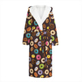 Colorful Donut Pattern Print Hooded Bathrobe