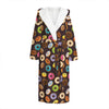 Colorful Donut Pattern Print Hooded Bathrobe