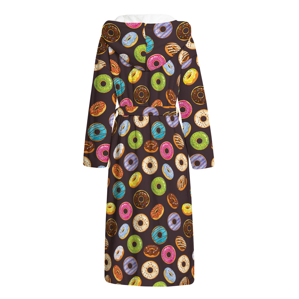 Colorful Donut Pattern Print Hooded Bathrobe