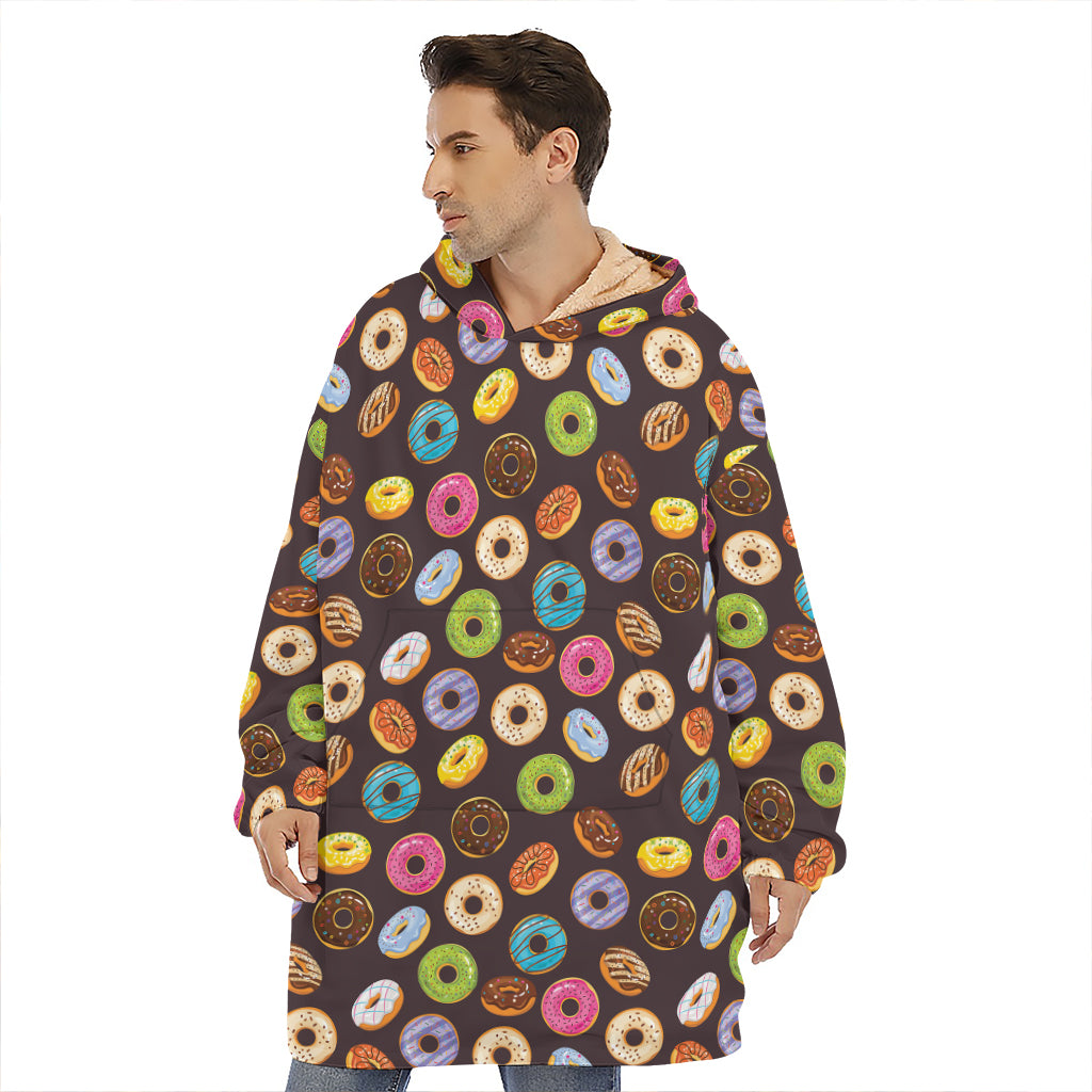 Colorful Donut Pattern Print Hoodie Blanket