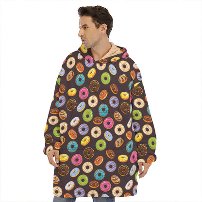 Colorful Donut Pattern Print Hoodie Blanket