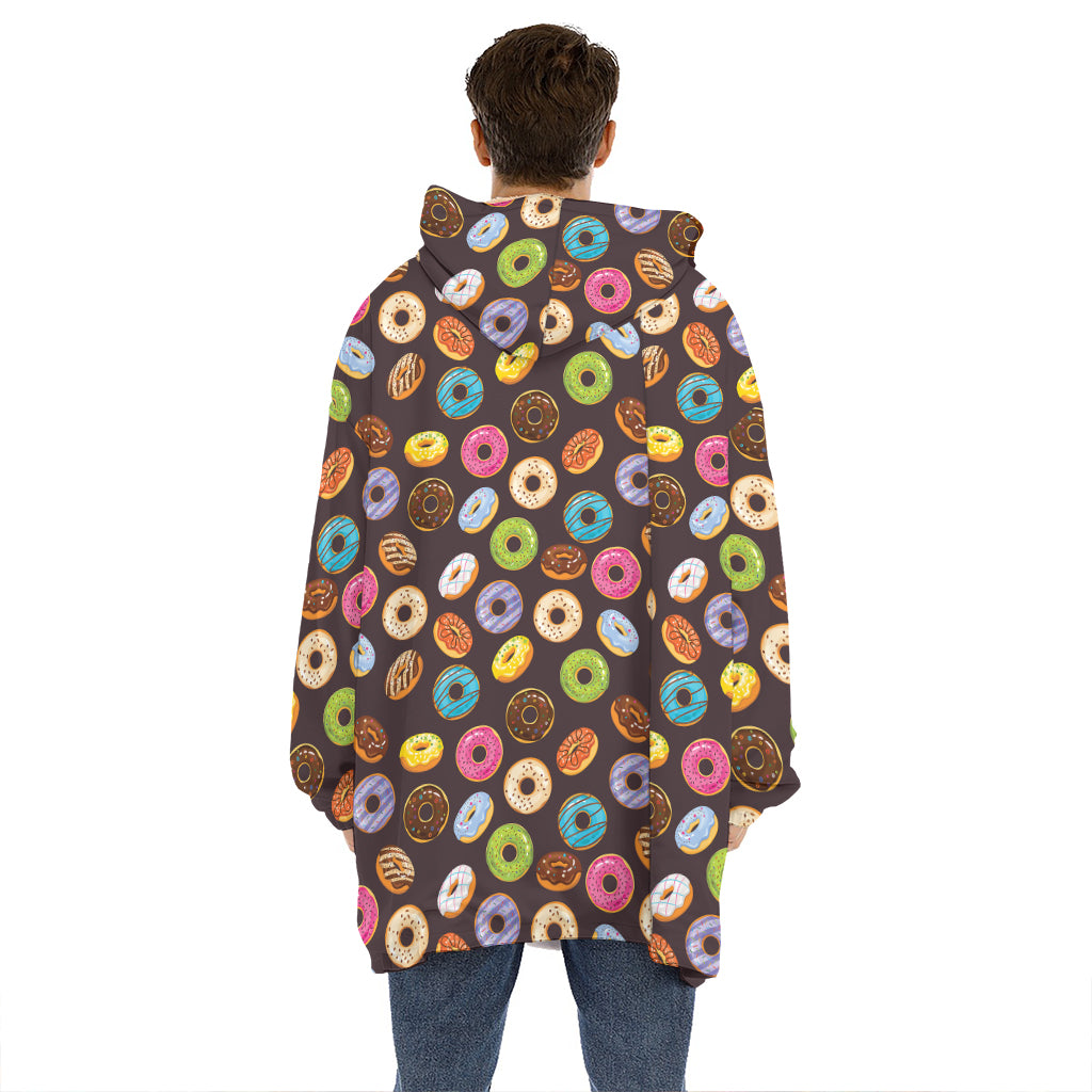 Colorful Donut Pattern Print Hoodie Blanket