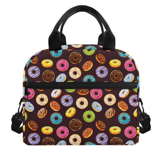 Colorful Donut Pattern Print Insulated Lunch Bag