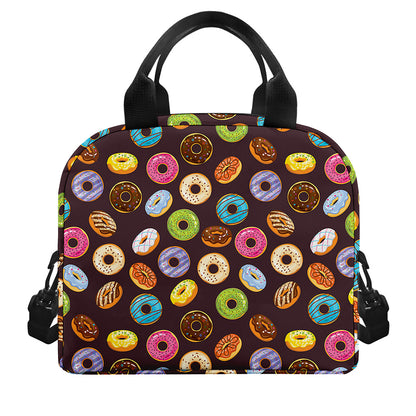 Colorful Donut Pattern Print Insulated Lunch Bag