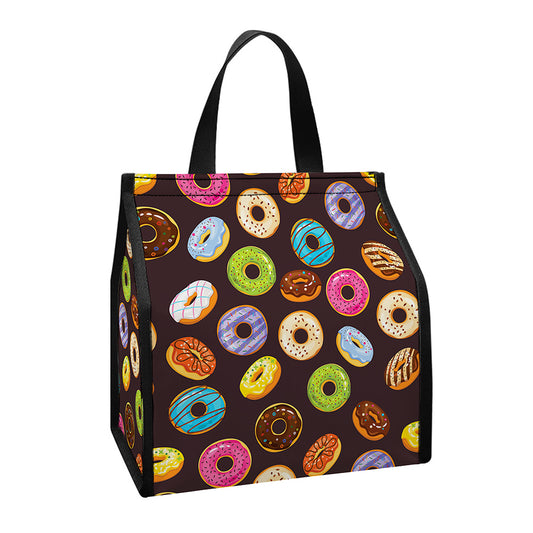 Colorful Donut Pattern Print Insulated Lunch Tote