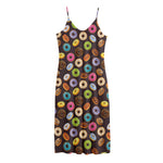 Colorful Donut Pattern Print Jersey Midi Cami Dress