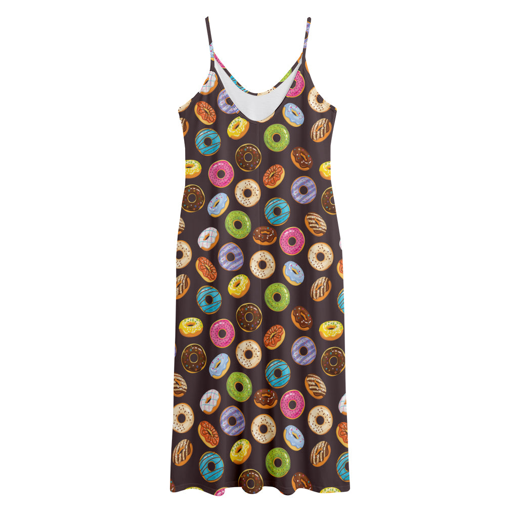 Colorful Donut Pattern Print Jersey Midi Cami Dress