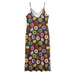 Colorful Donut Pattern Print Jersey Midi Cami Dress