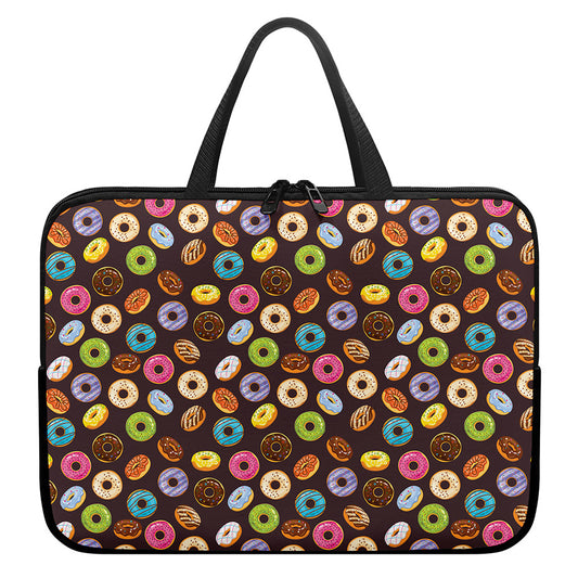 Colorful Donut Pattern Print Laptop Sleeve With Handle