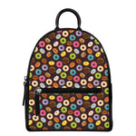 Colorful Donut Pattern Print Leather Backpack