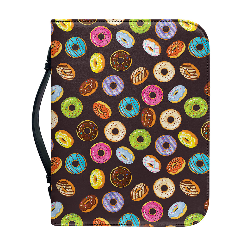 Colorful Donut Pattern Print Leather Bible Cover