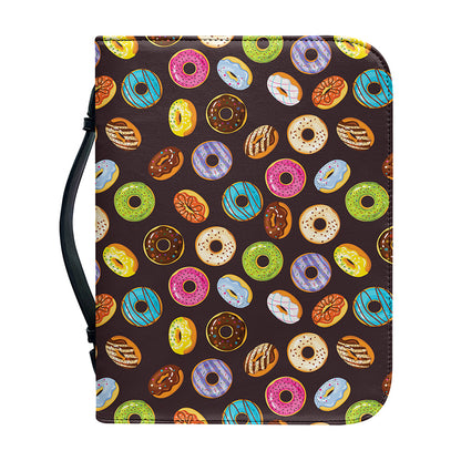 Colorful Donut Pattern Print Leather Bible Cover