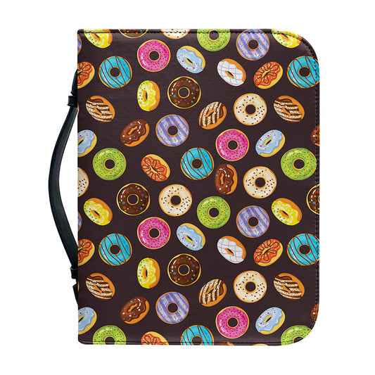 Colorful Donut Pattern Print Leather Bible Cover