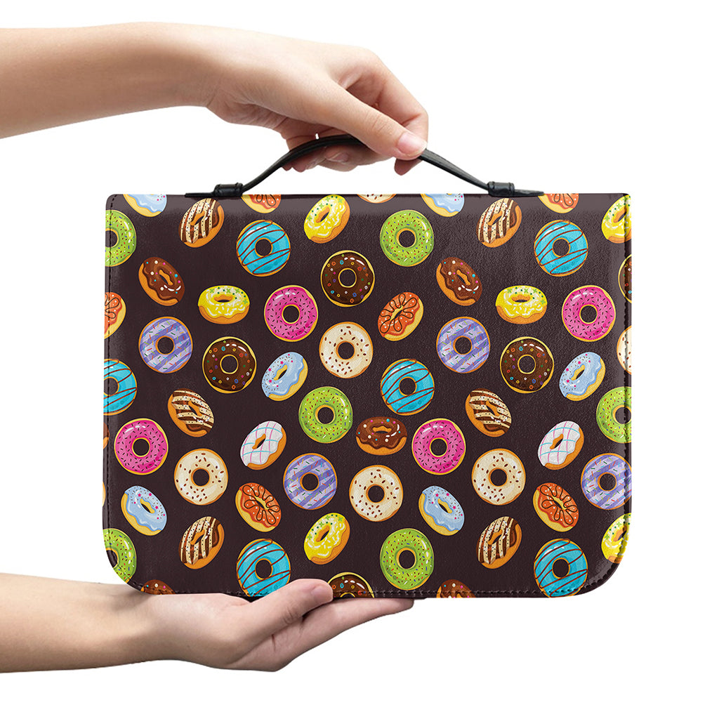 Colorful Donut Pattern Print Leather Bible Cover