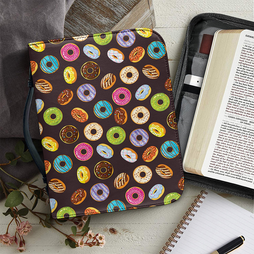 Colorful Donut Pattern Print Leather Bible Cover