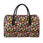 Colorful Donut Pattern Print Leather Duffle Bag