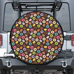 Colorful Donut Pattern Print Leather Spare Tire Cover