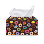 Colorful Donut Pattern Print Leather Tissue Box Cover