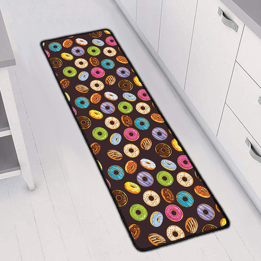 Colorful Donut Pattern Print Long Kitchen Mat