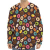 Colorful Donut Pattern Print Long Sleeve Baseball Jersey