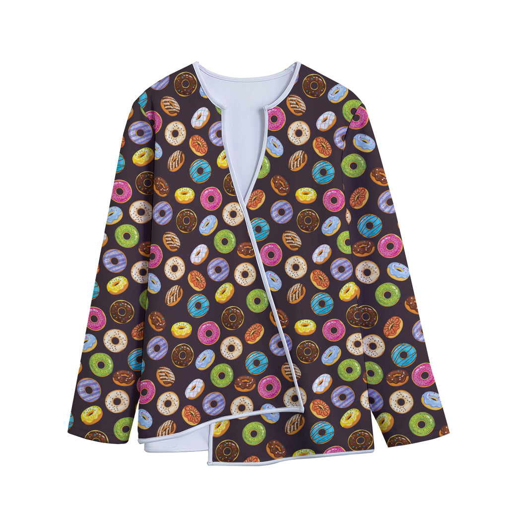 Colorful Donut Pattern Print Long Sleeve Short Coat