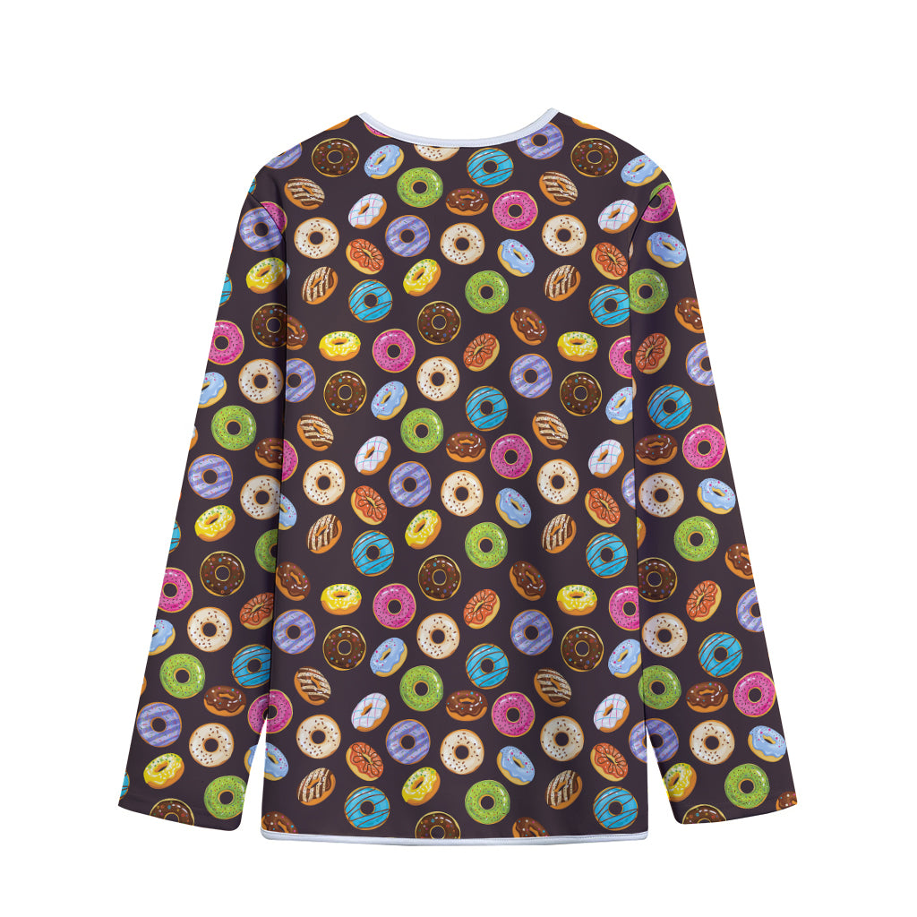 Colorful Donut Pattern Print Long Sleeve Short Coat