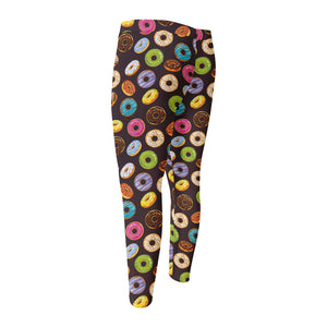 Colorful Donut Pattern Print Men's Compression Pants