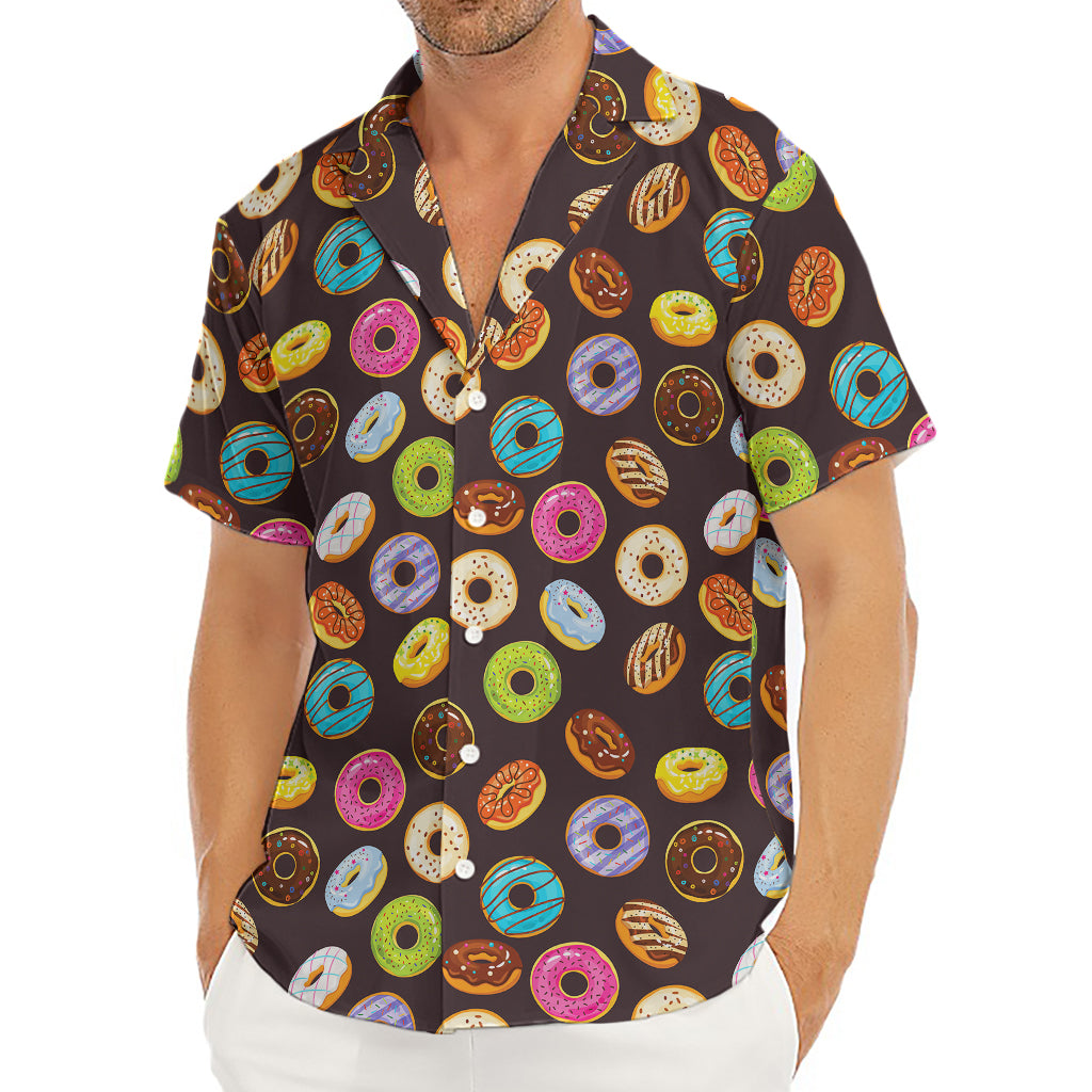 Colorful Donut Pattern Print Men's Deep V-Neck Shirt