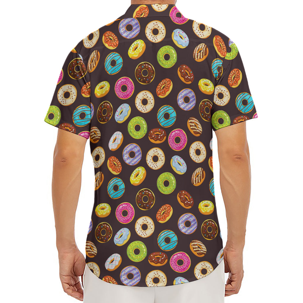 Colorful Donut Pattern Print Men's Deep V-Neck Shirt