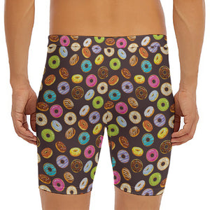 Colorful Donut Pattern Print Men's Long Boxer Briefs