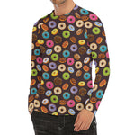 Colorful Donut Pattern Print Men's Long Sleeve Rash Guard