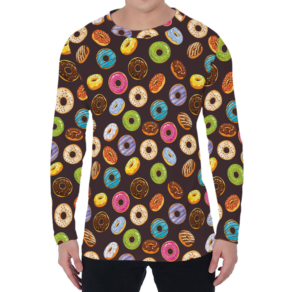 Colorful Donut Pattern Print Men's Long Sleeve T-Shirt