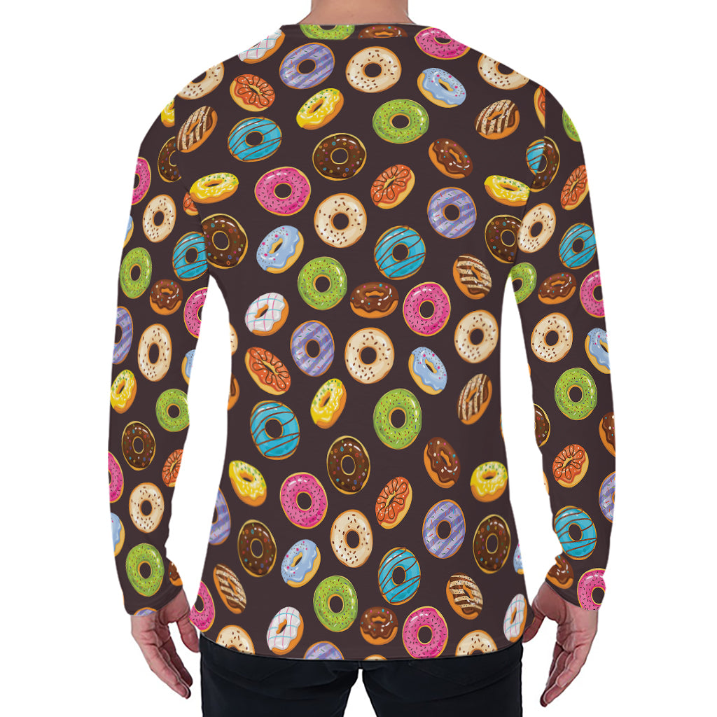 Colorful Donut Pattern Print Men's Long Sleeve T-Shirt