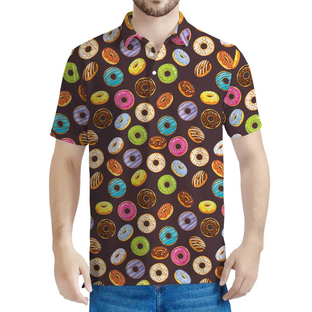 Colorful Donut Pattern Print Men's Polo Shirt