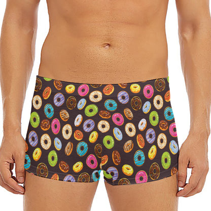 Colorful Donut Pattern Print Men's Short Boxer Briefs